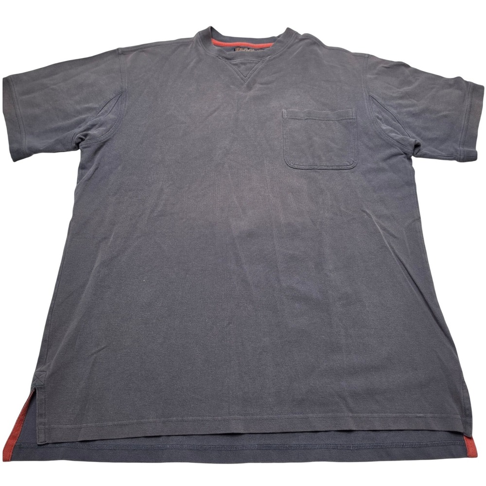 Duluth Trading Co Mens Gray Pique Cotton Short Sleeve Pocket T-Shirt Size L